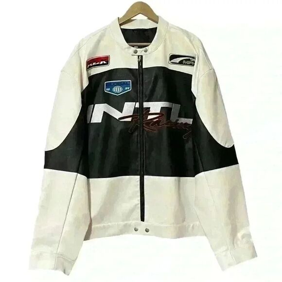ASOS Other - ASOS DESIGN Jacket Oversized Faux Leather Motocross Racer 3XL Black/White NWT